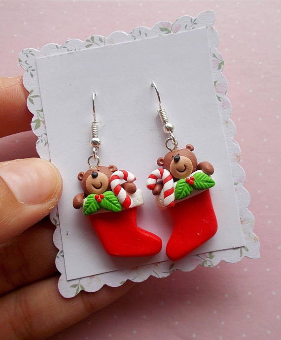 Polymer clay Christmas jewelry collection