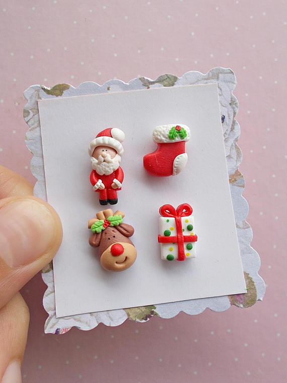 Polymer clay Christmas earrings ideas