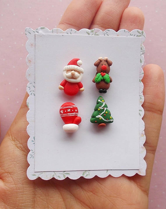 Polymer clay Christmas earrings ideas