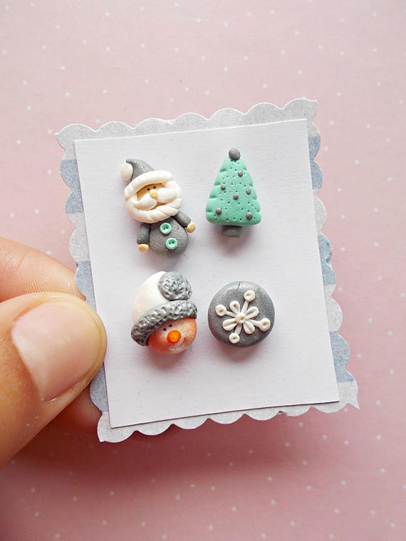 Christmas Earrings Set - Novelty Earrings - Xmas earrings - Christmas Jewelry - Christmas Jewellery - Snowman Snowflake Earrings Gift Set - Polymer clay Christmas earrings