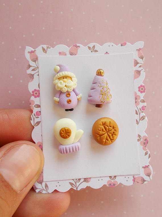 Polymer clay Christmas earrings ideas