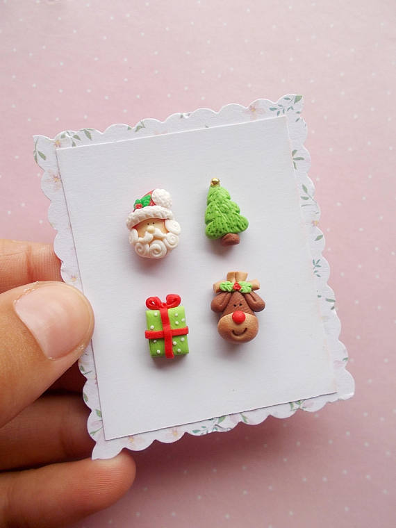 Christmas Earrings Set - Santa Earrings - Novelty Stud Earrings - Rudolph Reindeer - Xmas Earrings - Girls Earrings