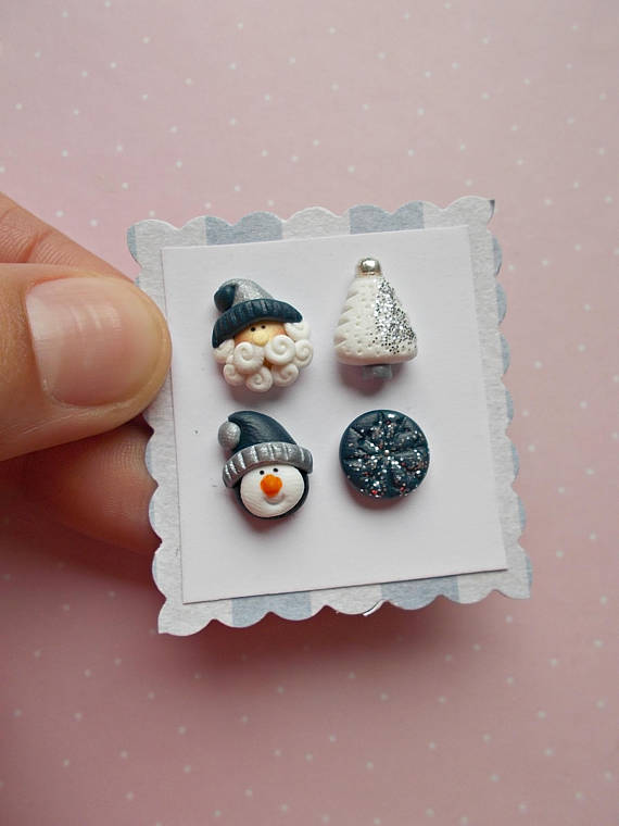 Polymer clay Christmas earrings ideas