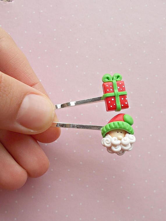 Christmas Hair Clips - Santa Hair Clip - Gift Hair Clip - Hair Accessories - Holiday Hair Accessories Clip - Christmas Girls Gift