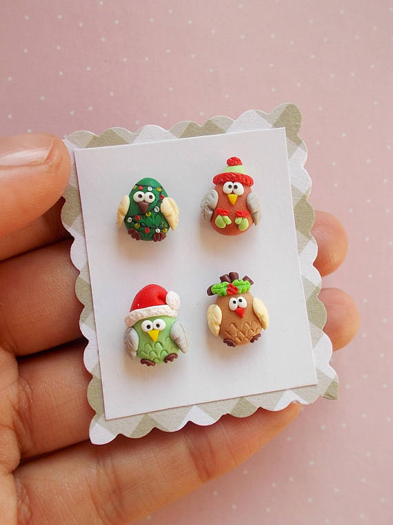 Polymer clay Christmas earrings ideas