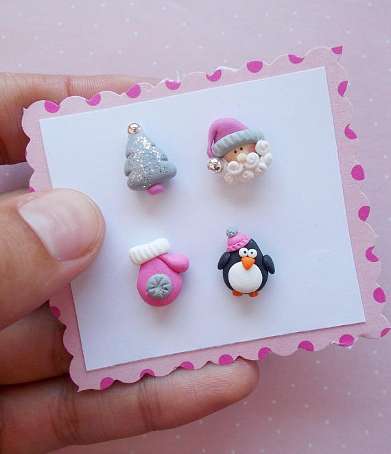 Polymer clay Christmas earrings ideas