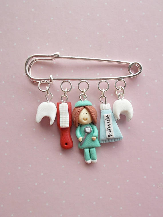 Polymer clay safety pin brooches