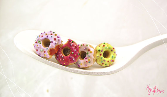 Donut Earrings, Tiny Pastel Studs, Miniature Food Jewelry, Polymer Clay Food Earrings, Kawaii Jewelry, Mini Donut Studs, Donut Food Jewelry