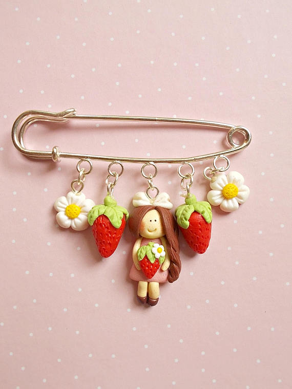 Fruit Jewelry, Kawaii Pins, Strawberry Jewelry, Cute gift for her, Food Jewelry, Gift Christmas Gift