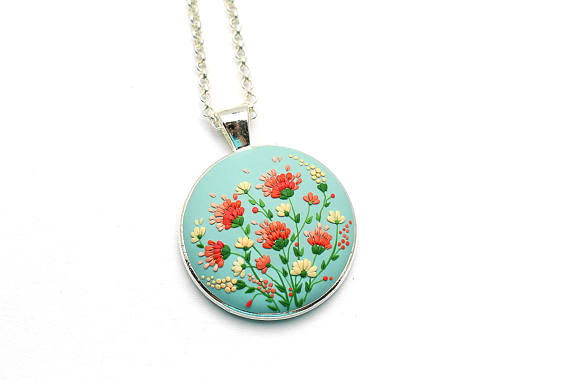 Polymer clay romantic pendants