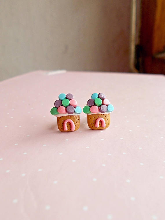 Gingerbread House Earrings - Christmas Earrings - Novelty Earrings - Christmas Jewelry - Kids Earrings - Food Earrings - Christmas Gift