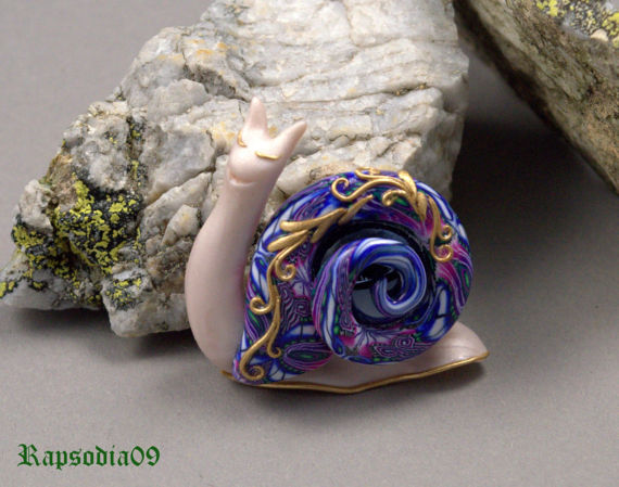 Jewelry Snail brooch jewelry Gold red jewelry Filigree brooch Polymer clay brooch Statement jewelry Mothers day gift