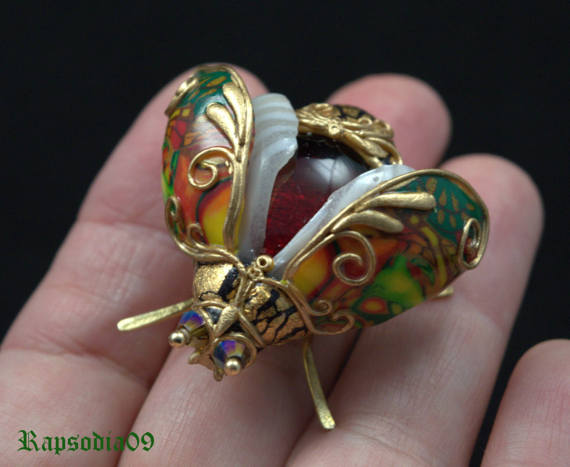 Polymer clay amazing insect brooch