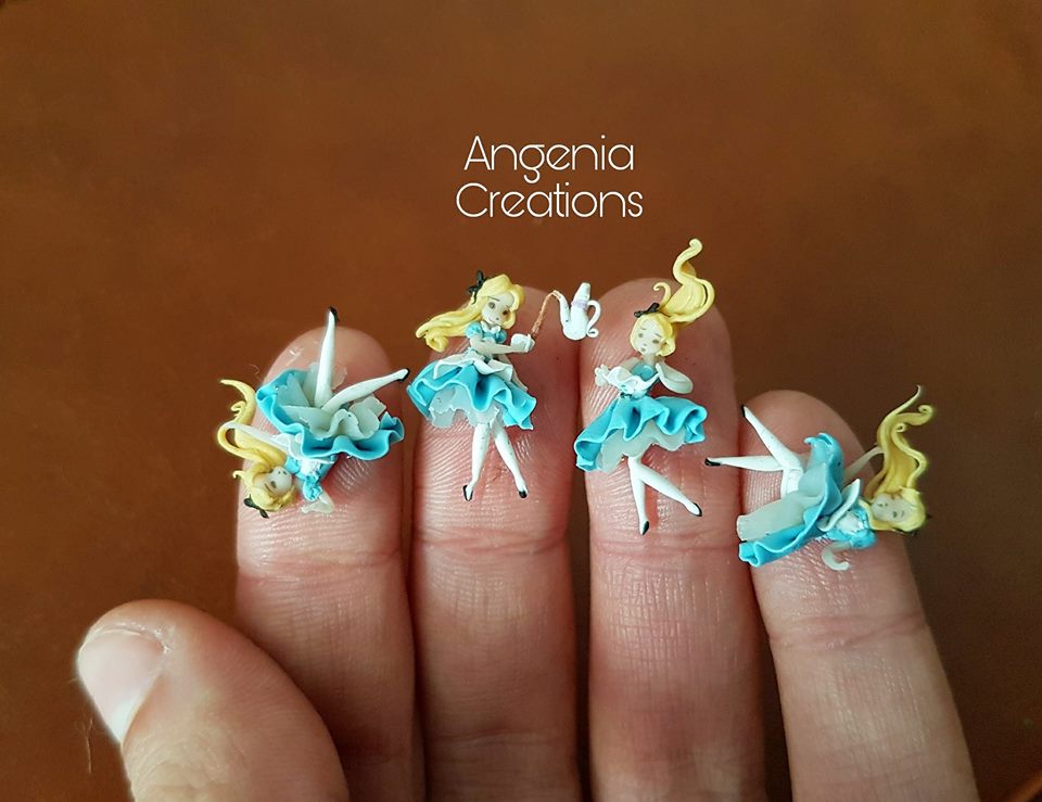 polymer clay miniature dolls Minie Alice in Wonderland - Polymer clay figurine