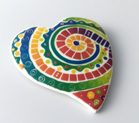 Polymer clay brooches ideas. Handmade brooch. Mosaic brooch. rainbow mosaic brooch.