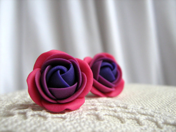 Polymer clay colored roses jewelry