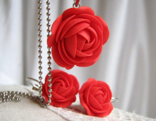 Polymer clay colored roses jewelry - FIMO DIY