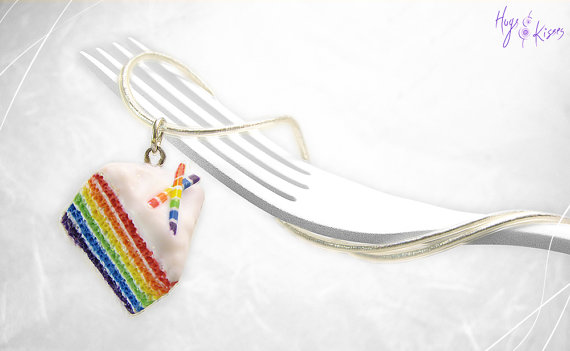 Rainbow Cake Necklace, Mini Food Jewelry, Foodie gift, Cake Jewelry, Rainbow Pendant, Gift under 30, Birthday gift, Rainbow Charm Colorful