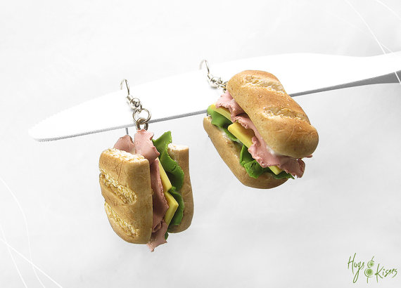 Sandwich Earrings, Sandwich Jewelry, Snack Earrings, Miniature Food Jewelry, Bread Earrings, Kawaii Jewelry, Fast Food Earrings,Healthy