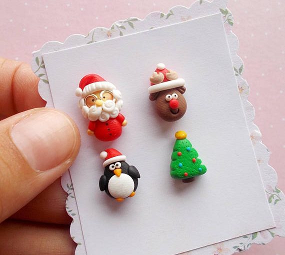 Polymer clay Christmas earrings ideas