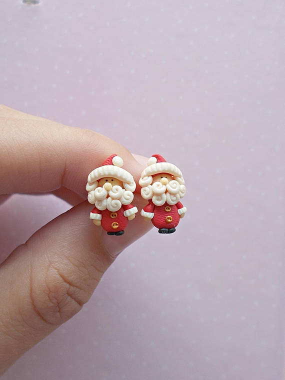 Santa Earrings - Christmas Earrings - Xmas Earrings - Secret Santa Gift - Holiday Earrings - New Year Earrings - Christmas Gifts