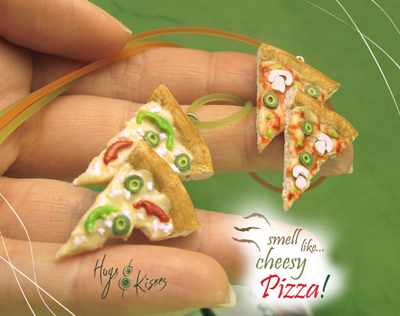 Scented Pizza Necklace, Pizza Slices Jewelry, Italian Mini Food Jewelry, Italian Pizza Jewelry, Polymer Clay Food Necklace, Kawaii Jewelry