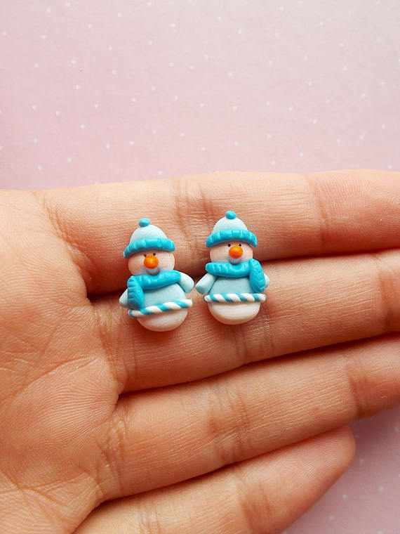 Snowman Earrings, Snowman Studs, Christmas Theme, Christmas Earrings, Xmas Jewellery, Winter Earrings, Seasonal Jewellery, Stocking Filler