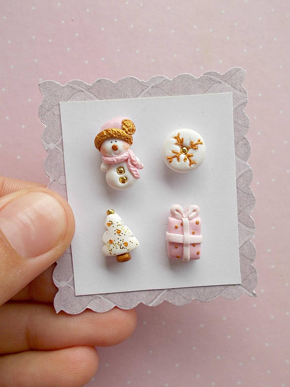 Polymer clay Christmas earrings ideas