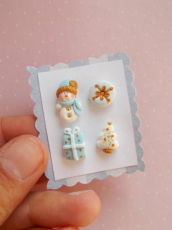 Polymer clay Christmas earrings ideas