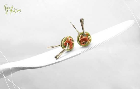 Spaghetti Napoletana Earrings, Italian Food Earrings, Miniature Food Jewelry, Pasta Earrings, Mediterranean Food, Spaghetti Earrings