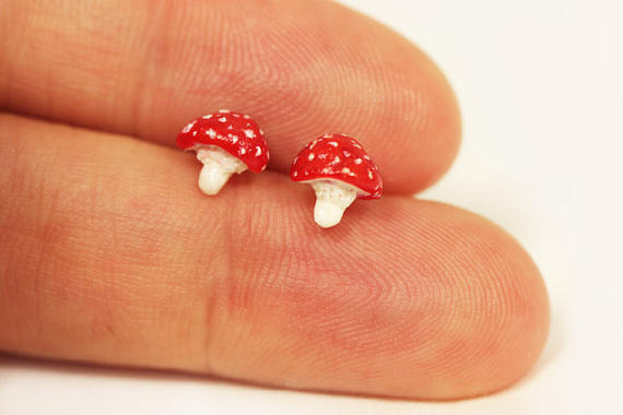 Polymer clay cute studs/ Earrings mushroom /Autumn Handmade Jewelry/ Nature