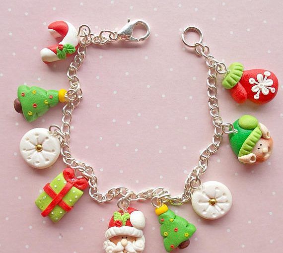 Polymer clay Christmas bracelets