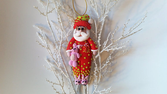 Polymer clay Christmas Santa Claus decorations