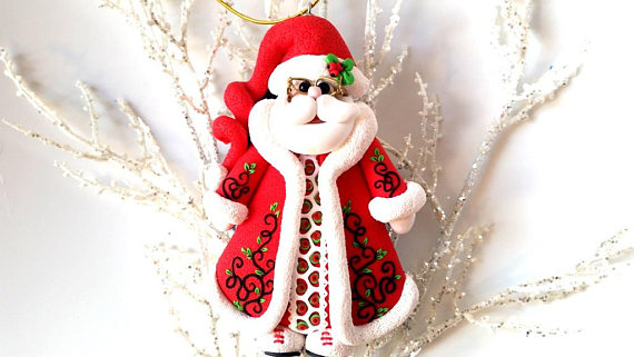 Polymer clay Christmas Santa Claus decorations