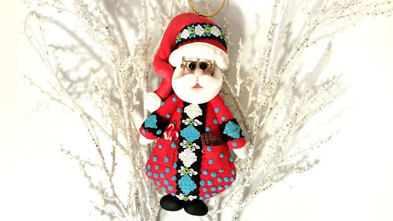 Polymer clay Christmas Santa Claus decorations