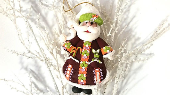 Polymer clay Christmas Santa Claus decorations