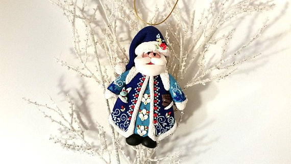 Polymer clay Christmas Santa Claus decorations