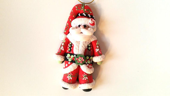 Polymer clay Christmas Santa Claus decorations