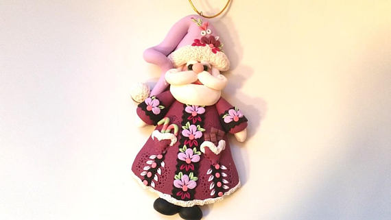 Polymer clay Christmas Santa Claus decorations