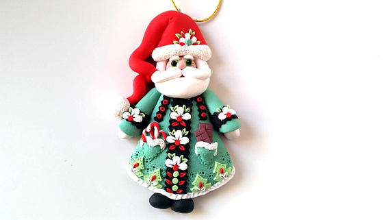 Polymer clay Christmas Santa Claus decorations