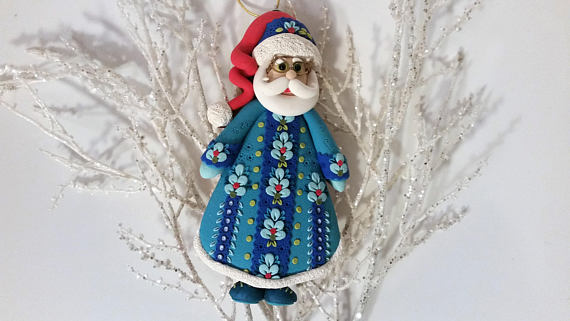 Polymer clay Christmas Santa Claus decorations