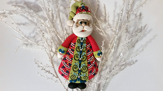 polymer clay Christmas decoration - Santa Claus - X-mas Fimo ornament - porcelan - sculpey 