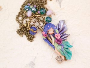 Cute polymer clay fairy necklace