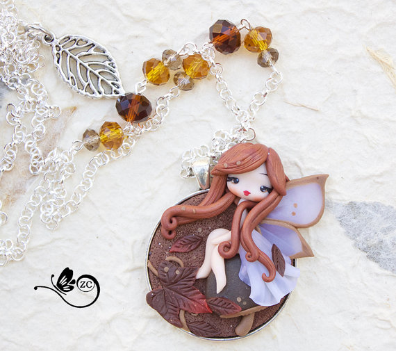 Cute polymer clay fairy necklace