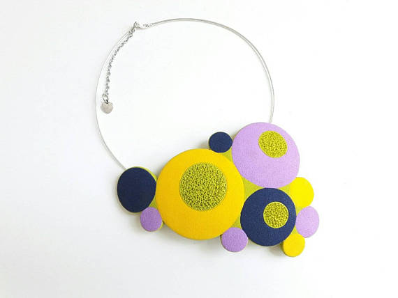 Polymer clay handmade bib necklace