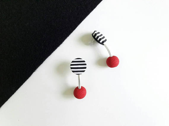 Polymer clay double bead earrings