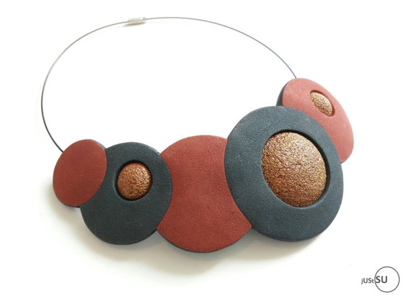 Polymer clay handmade bib necklace