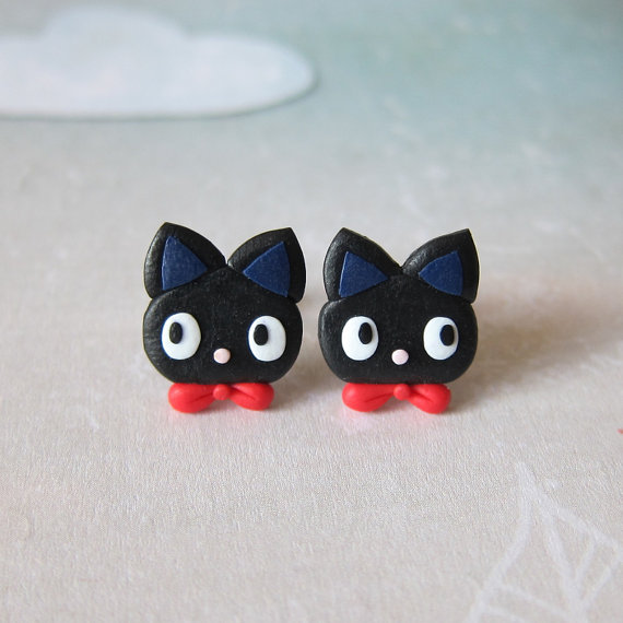 Black Cat Earrings, My Neighbour Totoro, Jiji Cat Earrings, Birthday Gift Idea, Funny Earrings, Girls Jewelry, Cat Lovers Gifts For Friends