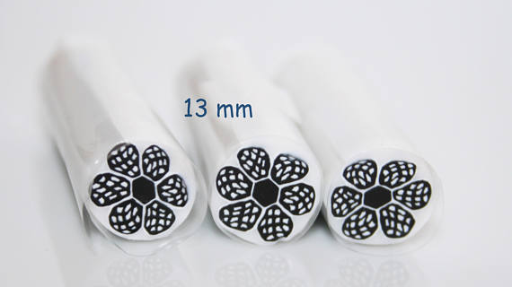Black Flower Cane with White Dots