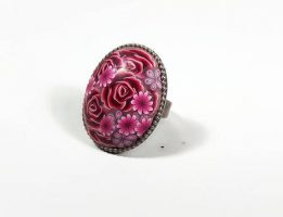 Check this Large polymer clay oval flower canes ring ideas, you might like it!